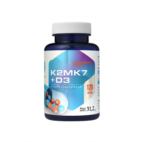 Witaminy K2 MK7 104 mcg + D3 2000 IU Mikrokapsułkowane (120 kaps) Hepatica