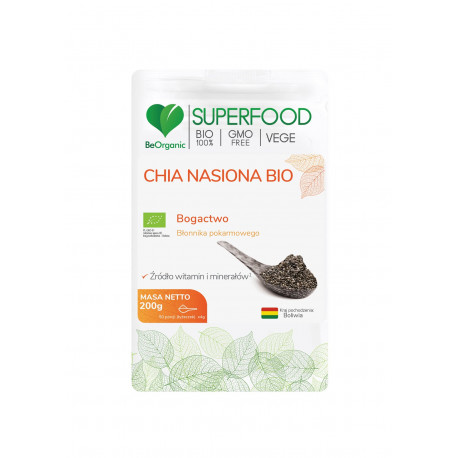 Chia Nasiona Bio SuperFood Nasiona 200 g BeOrganic