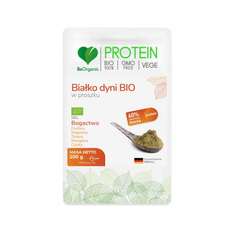 Białko Dyni Bio 60% Protein Proszek 200 g BeOrganic
