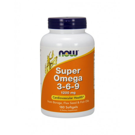 Super Omega 3-6-9 1200 mg Kwasy Tłuszczowe (180 sgels) Now Foods