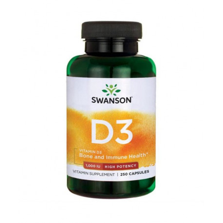 Witamina D3 1000IU High Potency Cholekalcyferol (250 kaps) Swanson