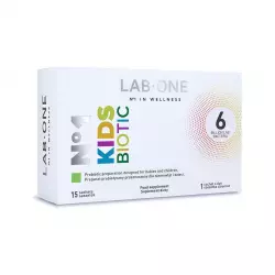 Nr 1 KidsBiotic 6 mld 3 Szczepy Probiotyki dla Dzieci (15 sasz) Lab One