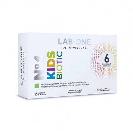 Nr 1 KidsBiotic 6 mld 3 Szczepy Probiotyki dla Dzieci (15 sasz) Lab One