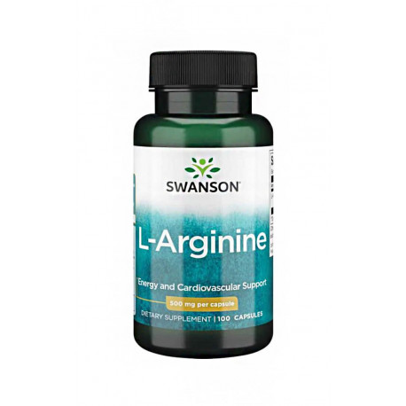 L-Arginina 500 mg Prekursor Tlenku Azotu (100 kaps) Swanson