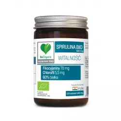 Spirulina Platensis Bio 500 mg Fikocyjaniny Chlorofil 60% Białka (100 tab) BeOrganic