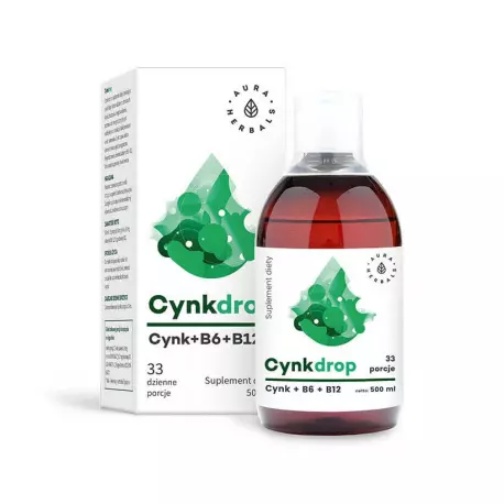 Cynkdrop Cynk + Witamina B6 + Witamina B12 500 ml w Płynie Aura Herbals
