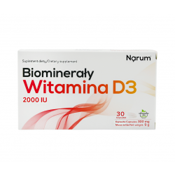 Biominerały Wapń + Witamina D3 2000 IU (30 kaps) Narum