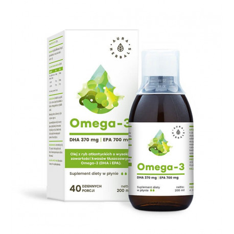Kwasy Omega-3 (370 mg DHA + 700 mg EPA) 500 ml w Płynie Aura Herbals