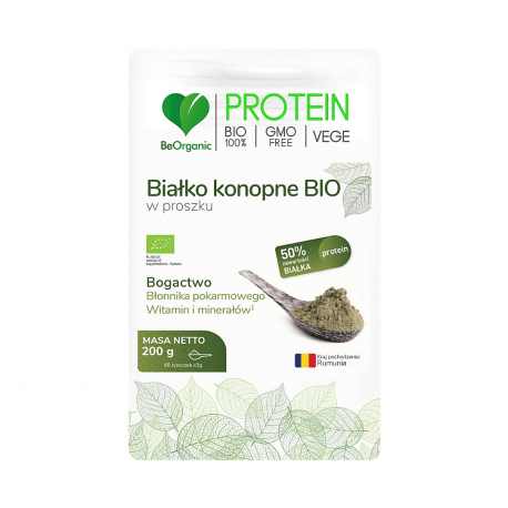 Białko Konopne Bio 50% Protein Proszek 200 g BeOrganic