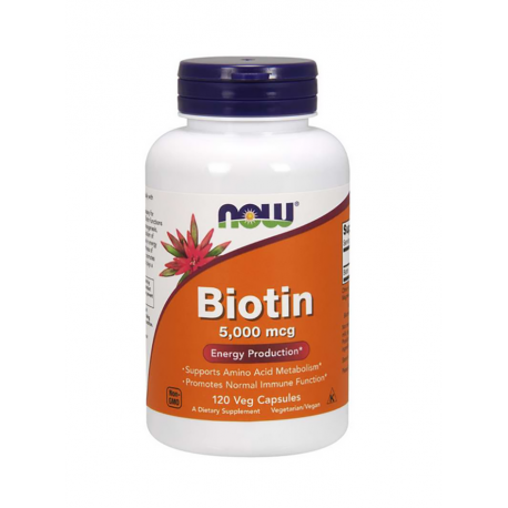 Biotin Biotyna 5000 mcg (120 kaps) Witamina B7 Now Foods