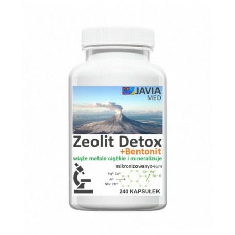 Zeolit Detox + Bentonit (240 kaps) Aktywny Mikronizowany Klinoptylolit Najdrobniejszy 2-6μm