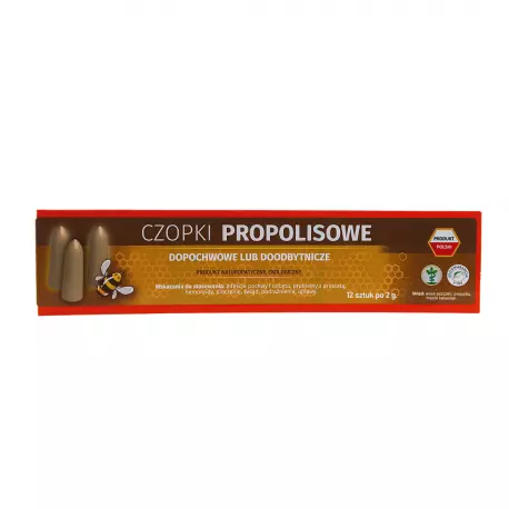 Czopki Propolisowe Dopochwowe lub Doodbytnicze (12 szt. x 2 g) Apicultura Polska