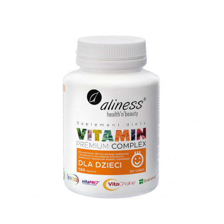 Dla Dzieci Premium Vitamin Complex Witaminy i Minerały Vege Do Ssania (120 tab) Aliness