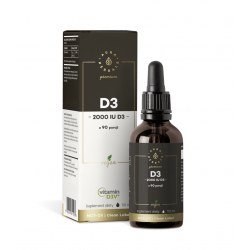 Witamina D3 2000 IU PREMIUM D3V Vegan z Alg Morskich w płynie 50 ml Krople Aura Herbals