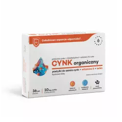 Cynk Organiczny 10 mg + Witamina D3 + Selen do Ssania (36 pastylek) Aura Herbals