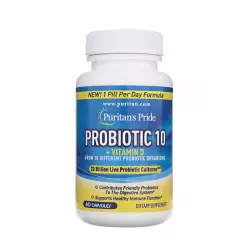 PROBIOTIC 10 + Witamina D3 (60 kaps) Probiotyki Puritan's Pride