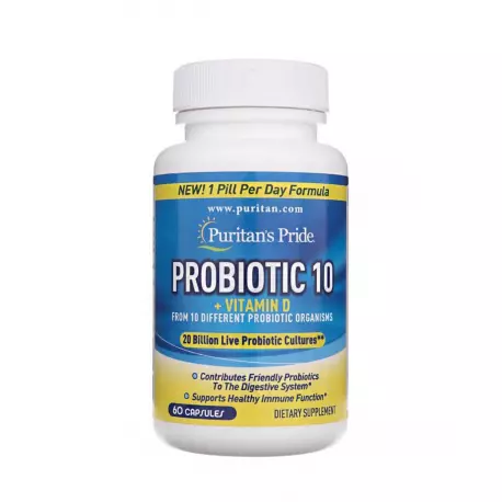 PROBIOTIC 10 + Witamina D3 (60 kaps) Probiotyki Puritan's Pride