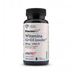 Witamina K2 MK-7 200 mcg + D3 4000 IU Lanolin (60 kaps) Pharmovit