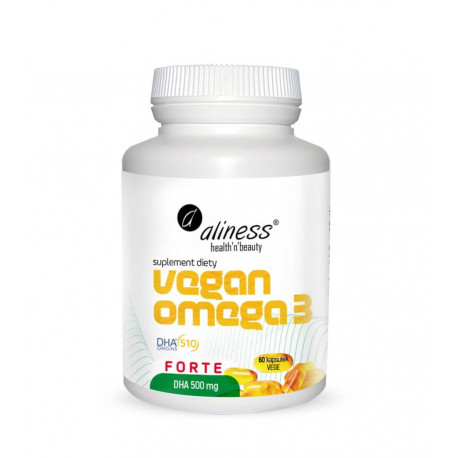 Vegan Omega 3 Forte Kwasy DHA 500 mg (60 kaps) Aliness