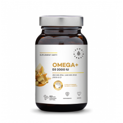 Omega+ Witamina D3 2000 IU Kwasy DHA 240 mg + EPA 360 mg (60 sgels) Aura Herbals
