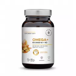 Omega+ Witamina D3 2000 IU + K2 50 mcg Kwasy DHA 240 mg + EPA 360 mg (60 sgels) Aura Herbals