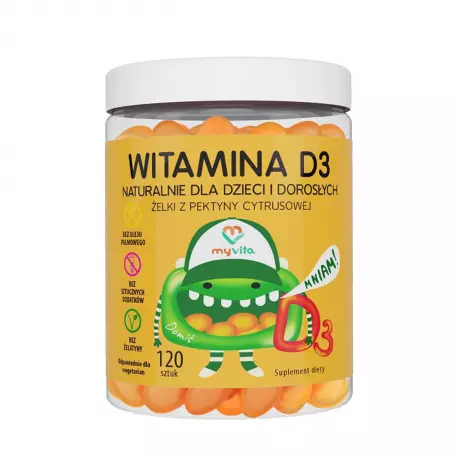 WITAMINA D3 Naturalne Żelki z witaminą D3 dla dzieci i dorosłych (120 szt) MyVita