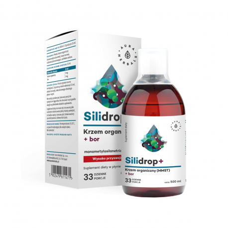 Silidrop+ Krzem Organiczny + Bor Silicium G5 Monometylosilanetriol 500 ml w Płynie Aura Herbals