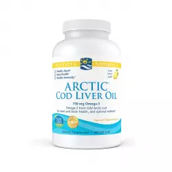 Arctic Cod Liver Oil Omega-3 750 mg Cytrynowy Smak EPA DHA Naturalny Olej z wątroby Dorsza Arktycznego (180 sg) Nordic Naturals