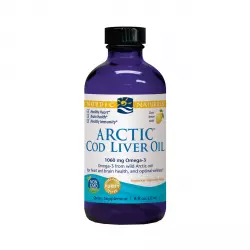Arctic Cod Liver Oil Omega-3 1060 mg Cytrynowy Smak EPA DHA Naturalny Olej z wątroby Dorsza Arktycznego (237 ml) Nordic Naturals