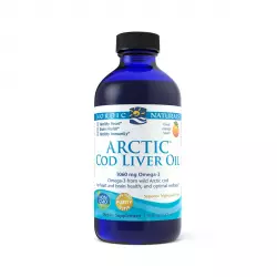 Arctic Cod Liver Oil Omega-3 1060 mg Pomarańczowy Smak EPA DHA Naturalny Olej wątroby Dorsza Arktycznego (237ml) Nordic Naturals