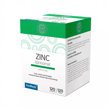 LIPOCAPS ZINC 15 mg Cynk Liposomalny + Miedź w Kapsułkach (120 kaps) ForMeds