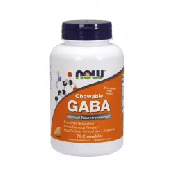 GABA Chewable Kwas Gamma-Aminomasłowy 500 mg Tauryna Inozytol L-Theanina Do Ssania (90 tab) Now Foods