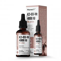 Witaminy K2+D3-Vit 4000 IU Oil Active dla Dorosłych Clean Label Krople 30 ml PharmoVit