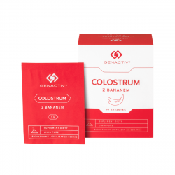Colostrum Bovinum Bioaktywny Liofilizat 2h 500 mg z Bananem Wsparcie Odporności 30 Saszetek Genactiv