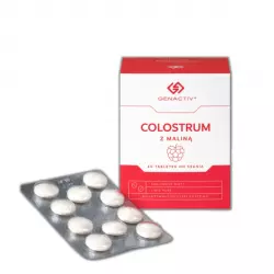 Colostrum Bovinum Bioaktywny Liofilizat 2h 100 mg z Maliną Wsparcie Odporności 60 Tabletek do Ssania Genactiv