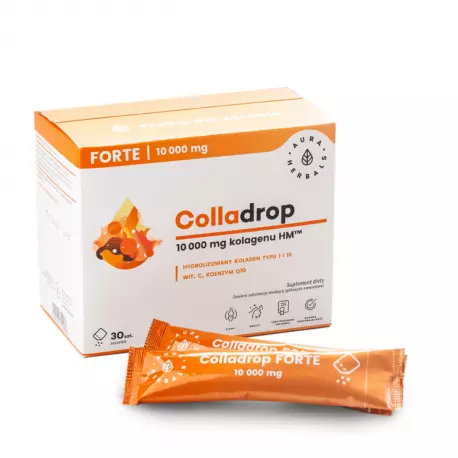 Colladrop FORTE Kolagen Morski 10 000 mg Typu I i III Uniwersalny (30 sasz) Aura Herbals