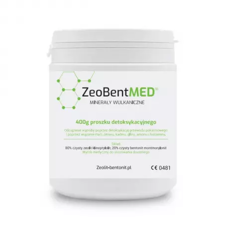 ZeoBent MED Minerały Wulkaniczne Zeolit + Bentonit w Proszku 400 g (Certyfikowany Wyrób Medyczny) ZeolithMED