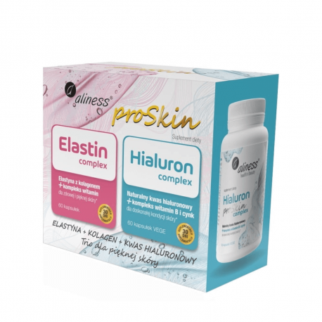 Zestaw ProSkin Elastin Complex + Hialuron Complex Trio dla pięknej skóry (2x60 kaps) Aliness