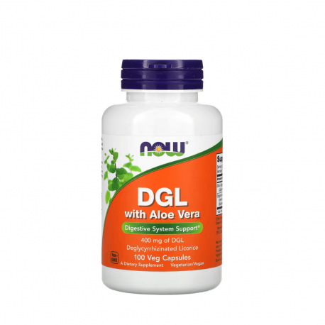 DGL 400 mg With Aloe Vera Deglicyrowana Lukrecja z Dodatkiem Wyciągu z Aloesu VEGE (100 kaps) Now Foods