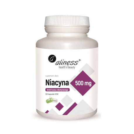 Niacyna Amid Kwasu Nikotynowego 500 mg (100 kaps) Witamina B3 Aliness
