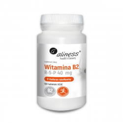Witamina B2 R-5-P w Aktywnej Postaci 5’fosforanu Ryboflawiny 40 mg (100 tab) VEGE Aliness
