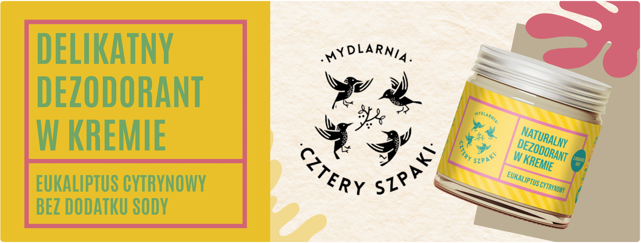 Mydlarnia Cztery Szpaki Naturalny Dezodorant w Kremie Eukaliptus Cytrynowy z Ziemią Okrzemkową