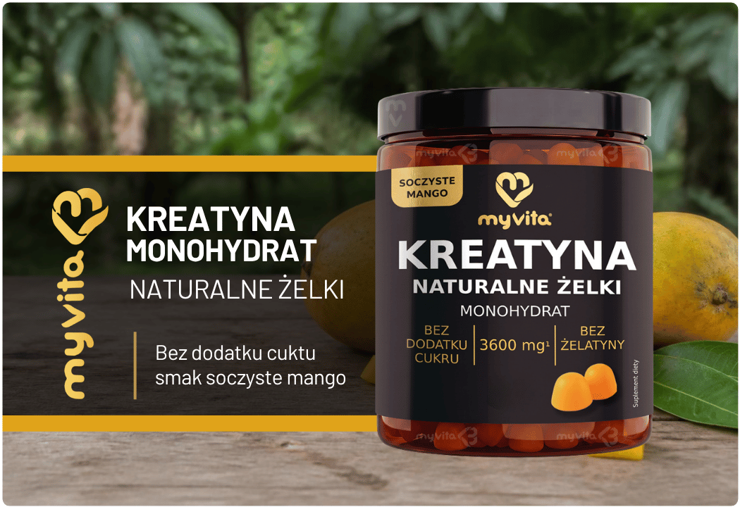 Kreatyna 3600 mg Naturalne Żelki Monohydrat Mango (60 szt) MyVita