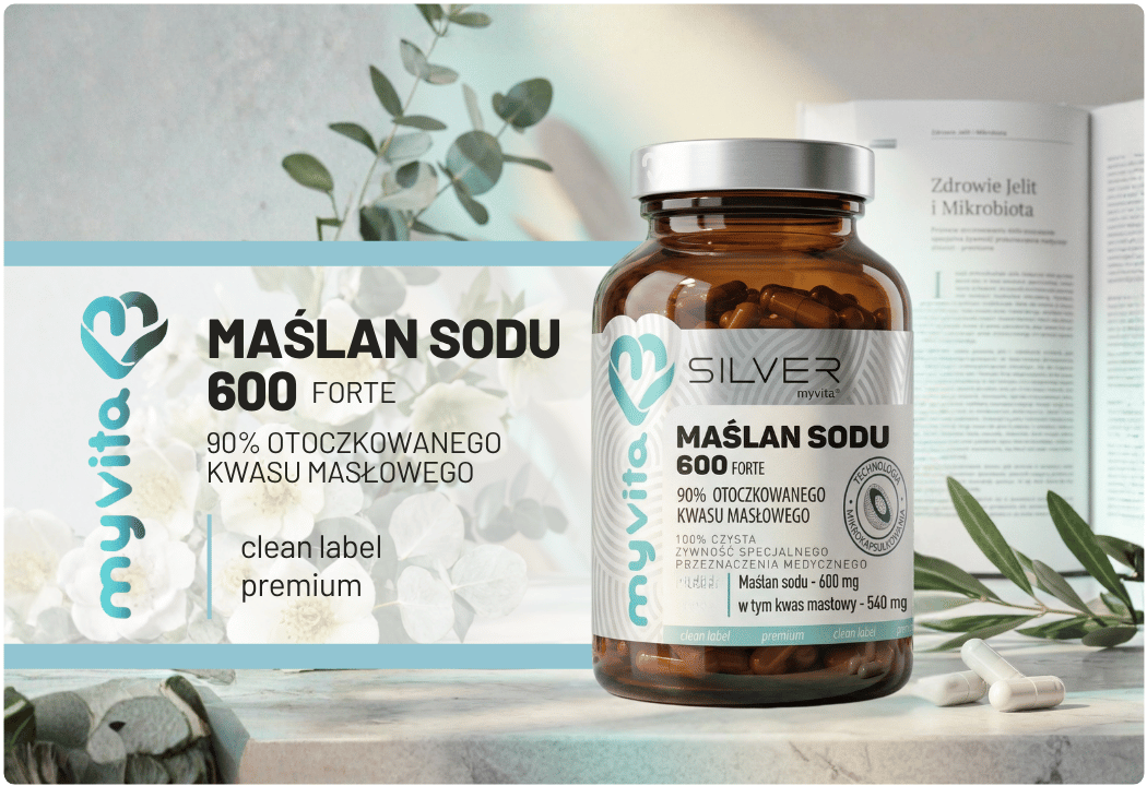 Maślan Sodu 600 FORTE Kwas Masłowy 90% Otoczkowany Mikrokapsułkowany MyVita