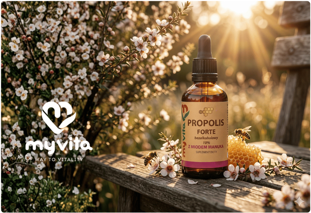 Propolis Forte XL Ekstrakt 10% z Miodem Manuka Bezalkoholowy 100 ml w Płynie Krople MyVita