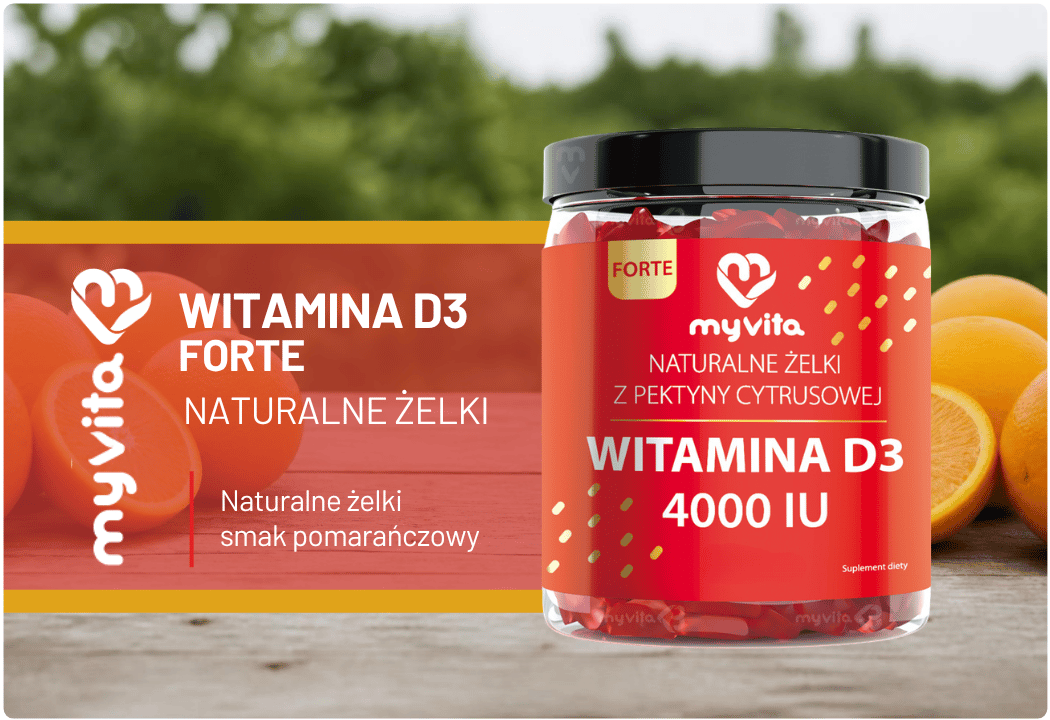 Witamina D3 4000 IU Forte Naturalne Żelki z Pektyny Cytrusowej o Smaku Pomarańczowym (60 szt) MyVita