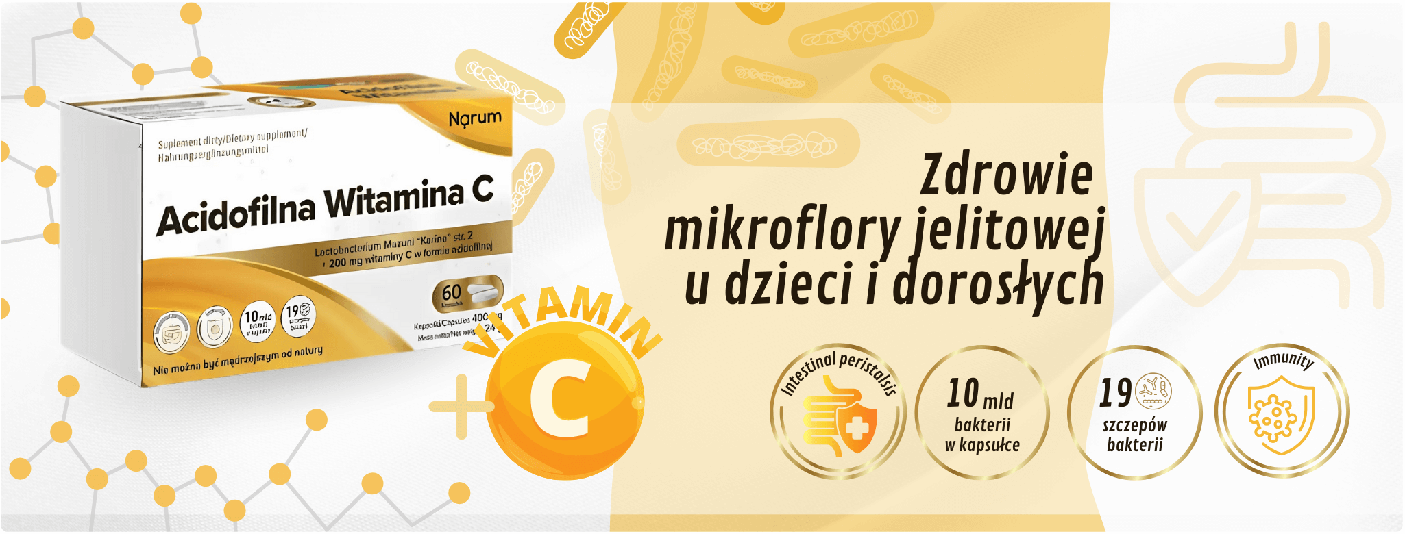 Acidofilna Witamina C 400 mg Zdrowa Flora Jelitowa (60 kaps) Narum