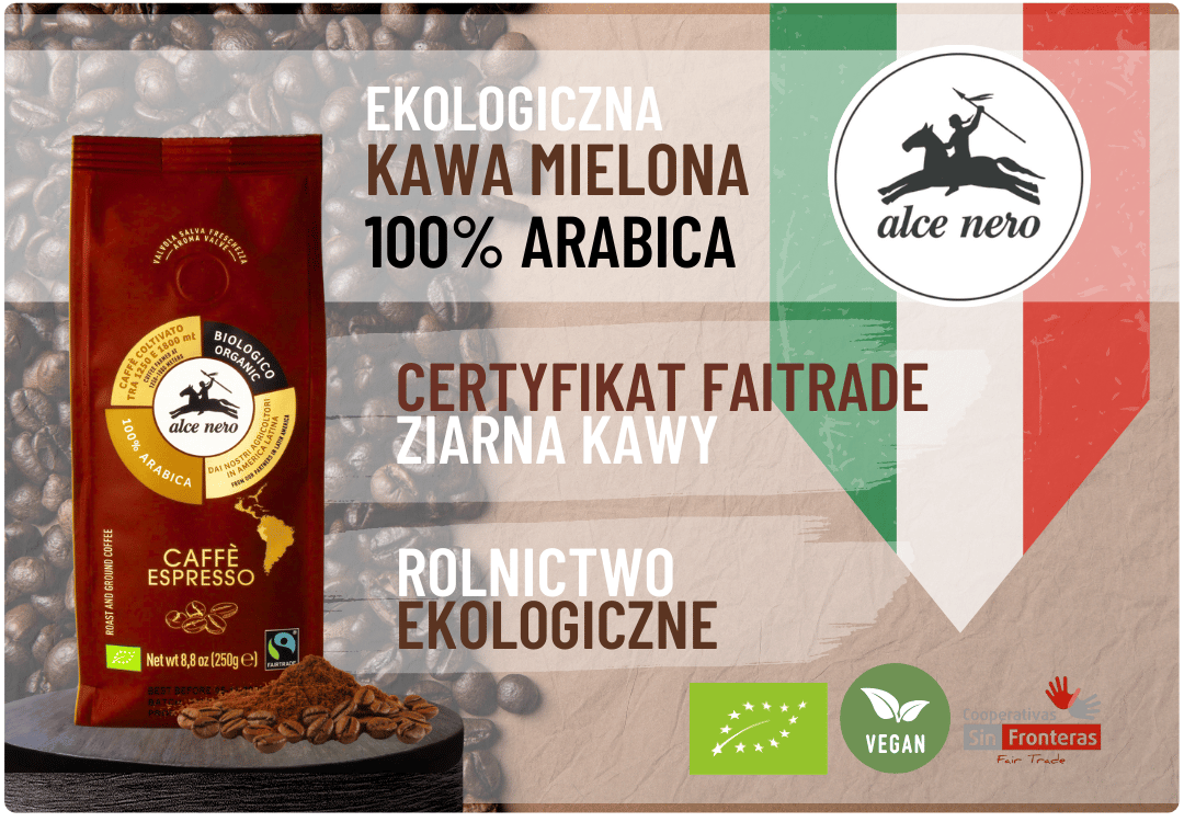 Kawa Mielona 100% Arabica BIO 250 g Alce Nero
