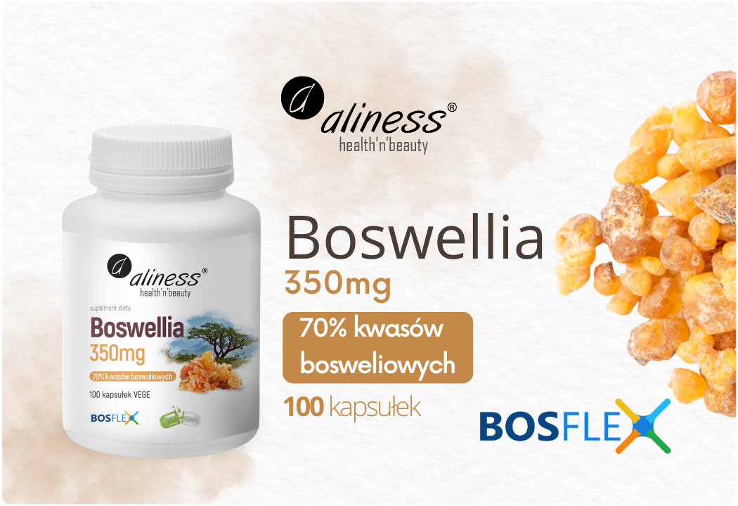 Boswellia 350 mg 70% Kwasów Bosweliowych (100 kaps) VEGE Aliness