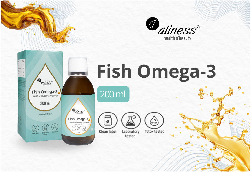 Fish Omega-3 EPA DHA Trójglicerydy Płyn 200 ml Aliness